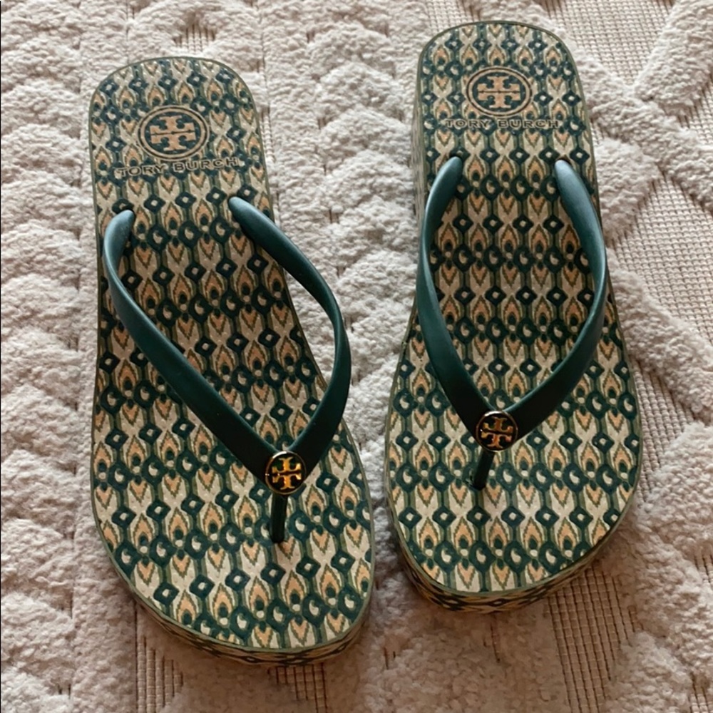 Tory Burch wedge flip flops